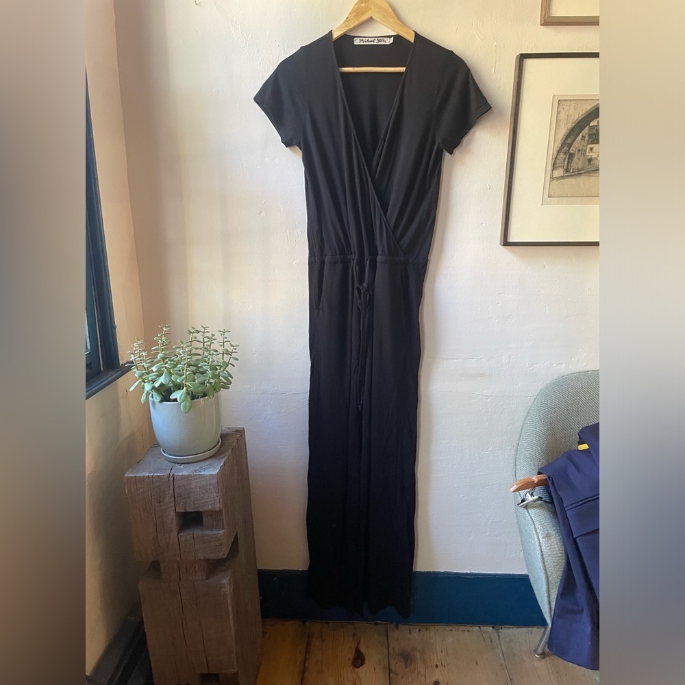 Michael Stars Jumpsuit Black Stretch Jersey with Pockets Style 9554 EUC No Wear